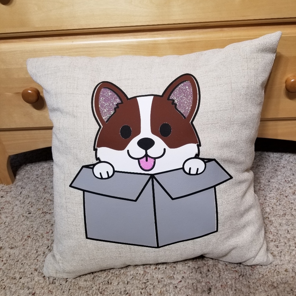 NWOT Corgi Accent Throw Pillow 17x17"